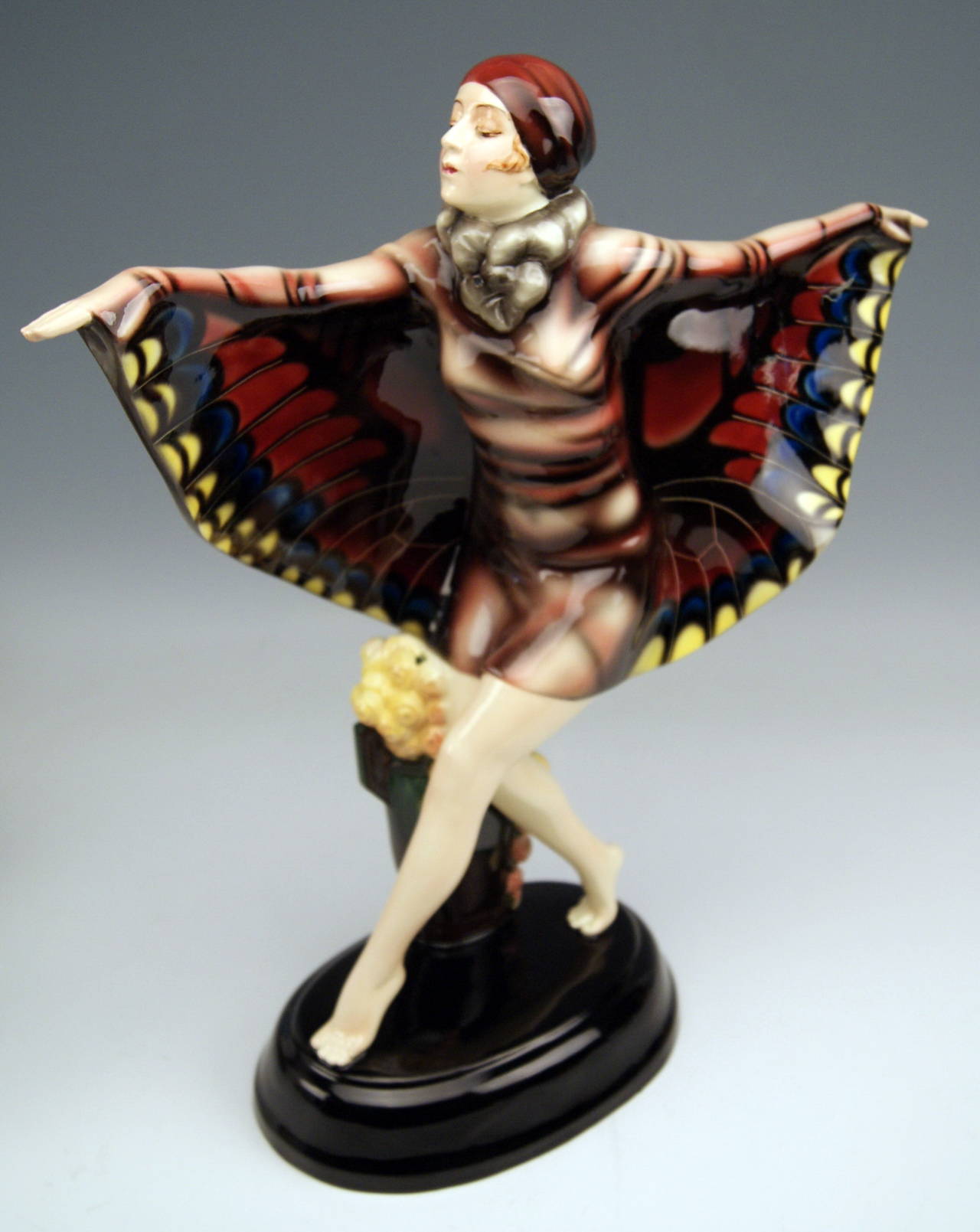 Ceramic Tall Goldscheider Figurine 'The Captured Bird' by Josef Lorenzl, circa 1930