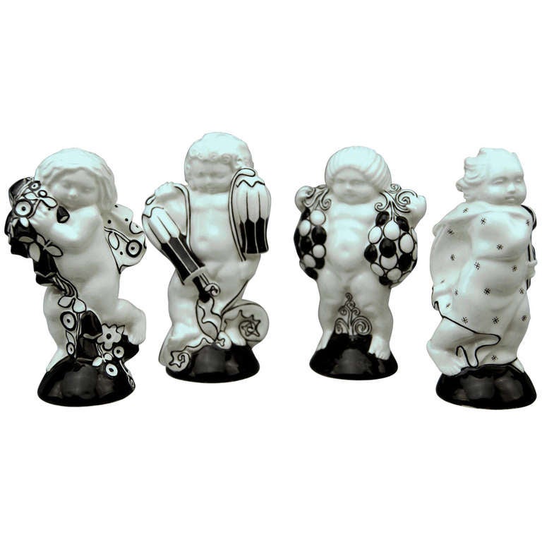 Michael Powolny Four Cherubs Seasons Lovely Figurines Made 1912 1
