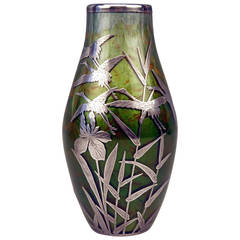 Vase Loetz Widow Art Nouveau Titania Gre 2534 with Silver Overlay, circa 1906 6
