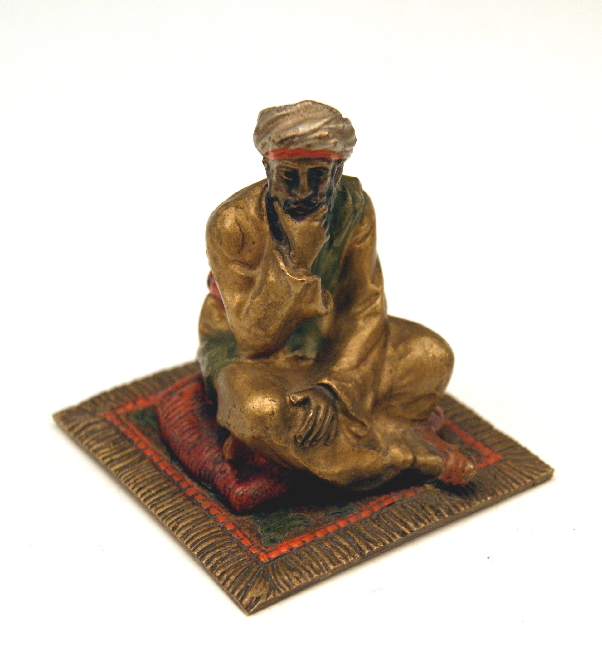 Vienna Bronze Made by Franz Bergman(n) Arab Man on Carpet circa 1890-1900