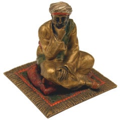 Vienna Bronze Made by Franz Bergman(n) Arab Man on Carpet circa 1890-1900