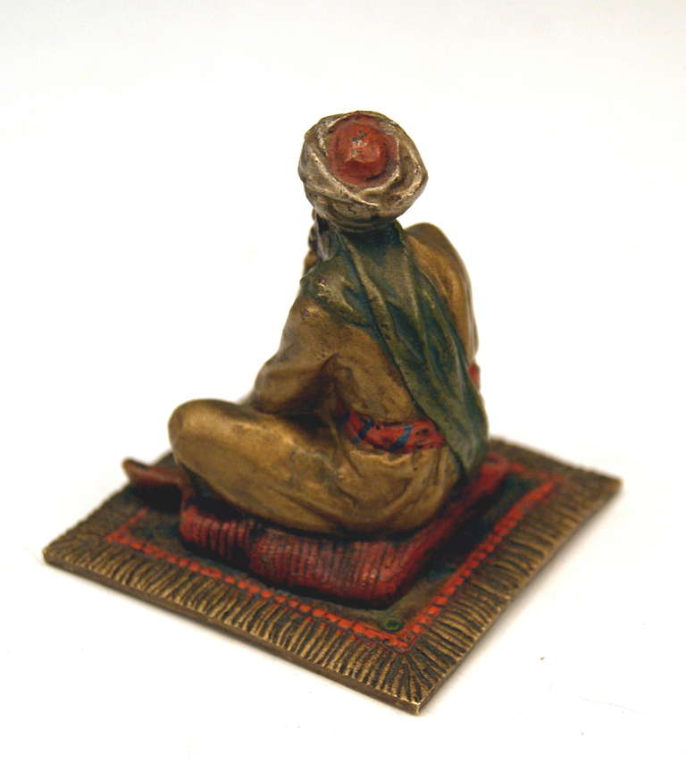 Other Vienna Bronze Made by Franz Bergman(n) Arab Man on Carpet circa 1890-1900