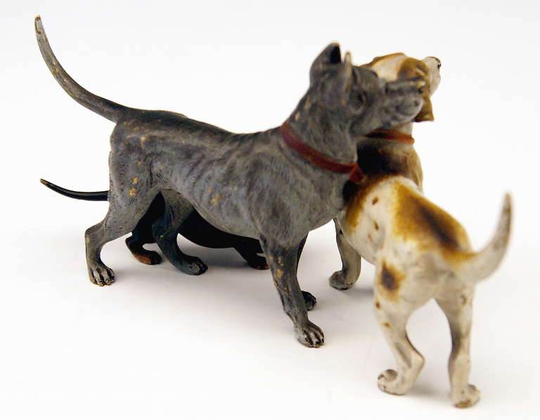 Other Vienna Bronze Made by Franz Bergman(n) Lifelike Three Dogs c.1890 - 1900
