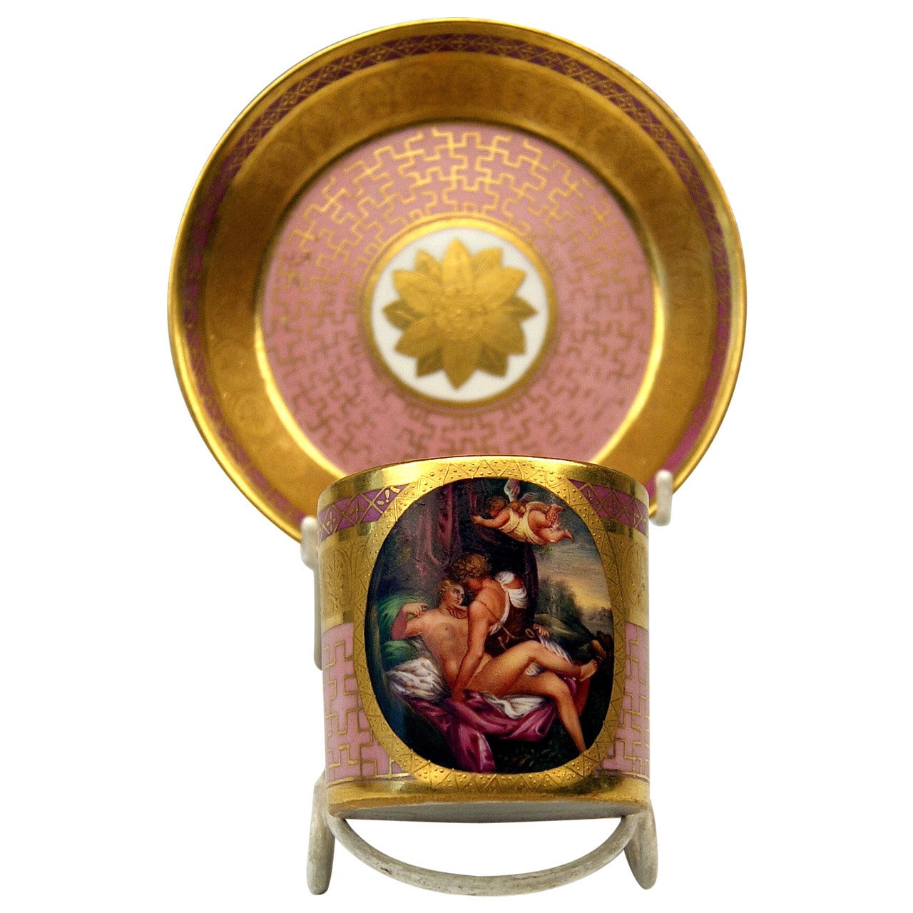 Vienna Imperial Porcelain Cup Saucer Female Nude Austria 1810-1825