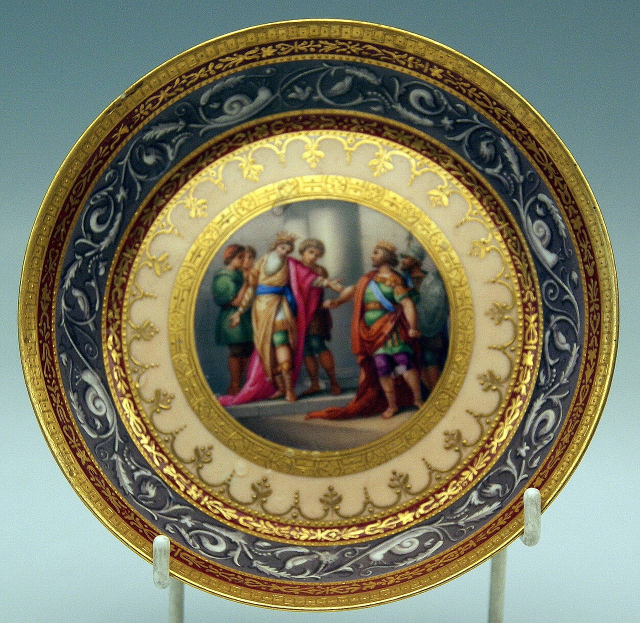 Biedermeier Imperial Porcelain Antique Mythology Cup and Saucer, Vienna, 1806-1815