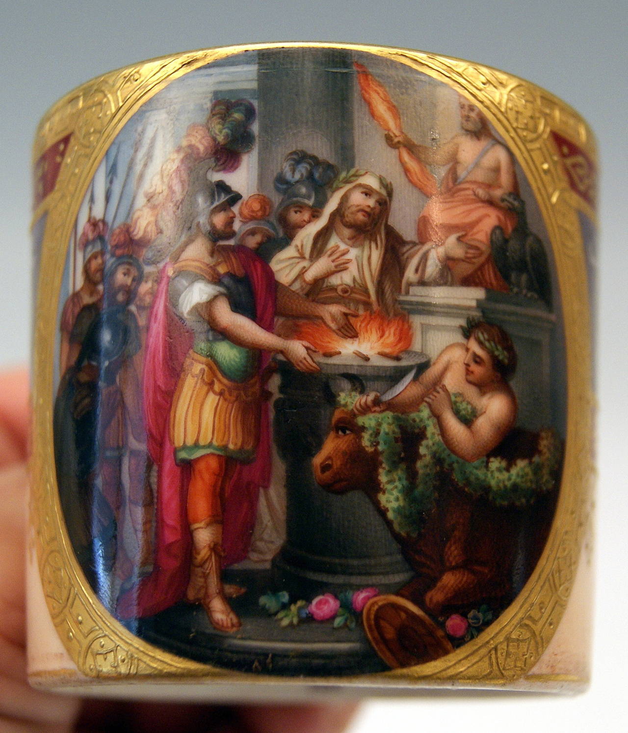 19th Century Imperial Porcelain Antique Mythology Cup and Saucer, Vienna, 1806-1815