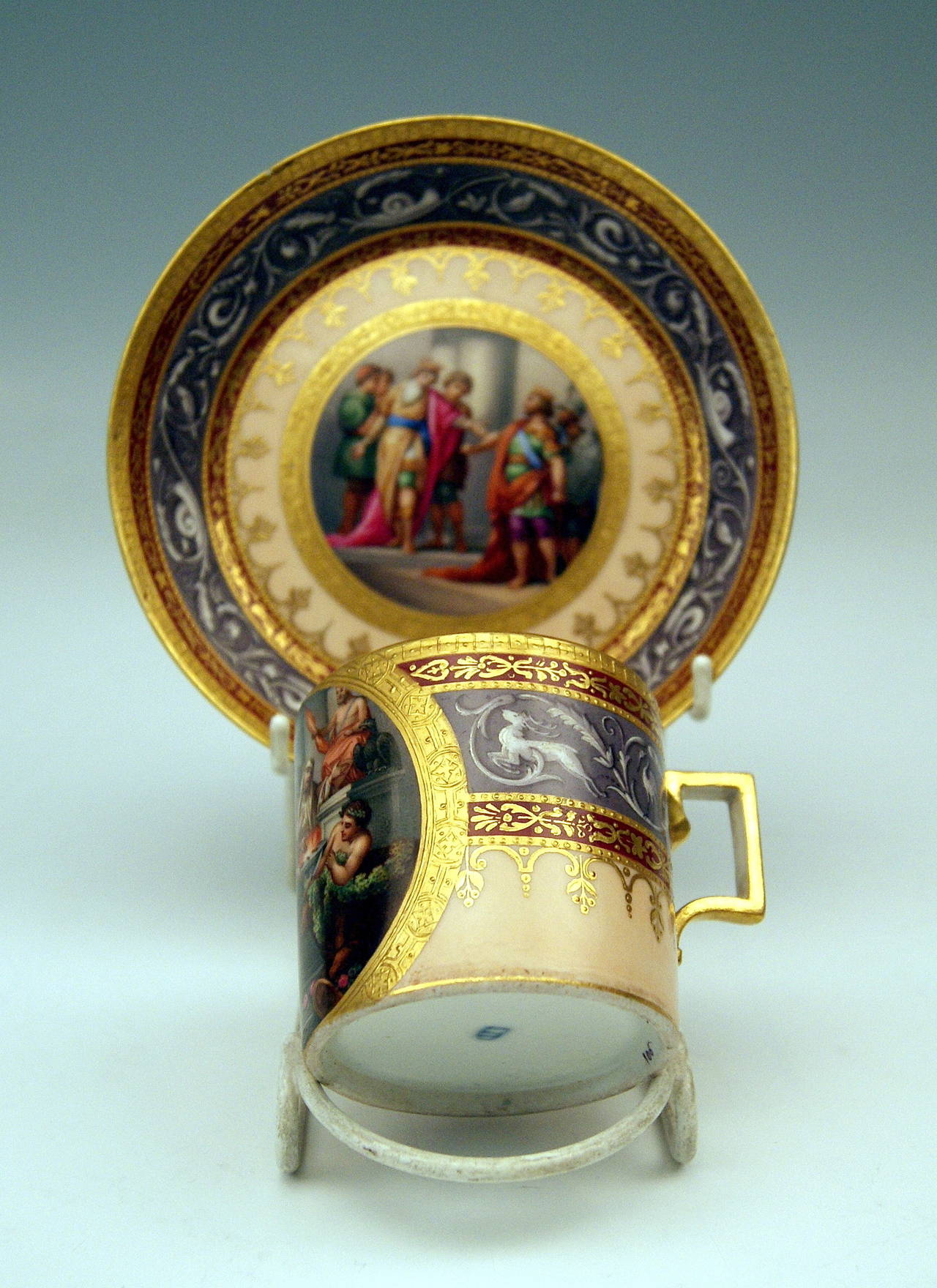 Imperial Porcelain Antique Mythology Cup and Saucer, Vienna, 1806-1815 3