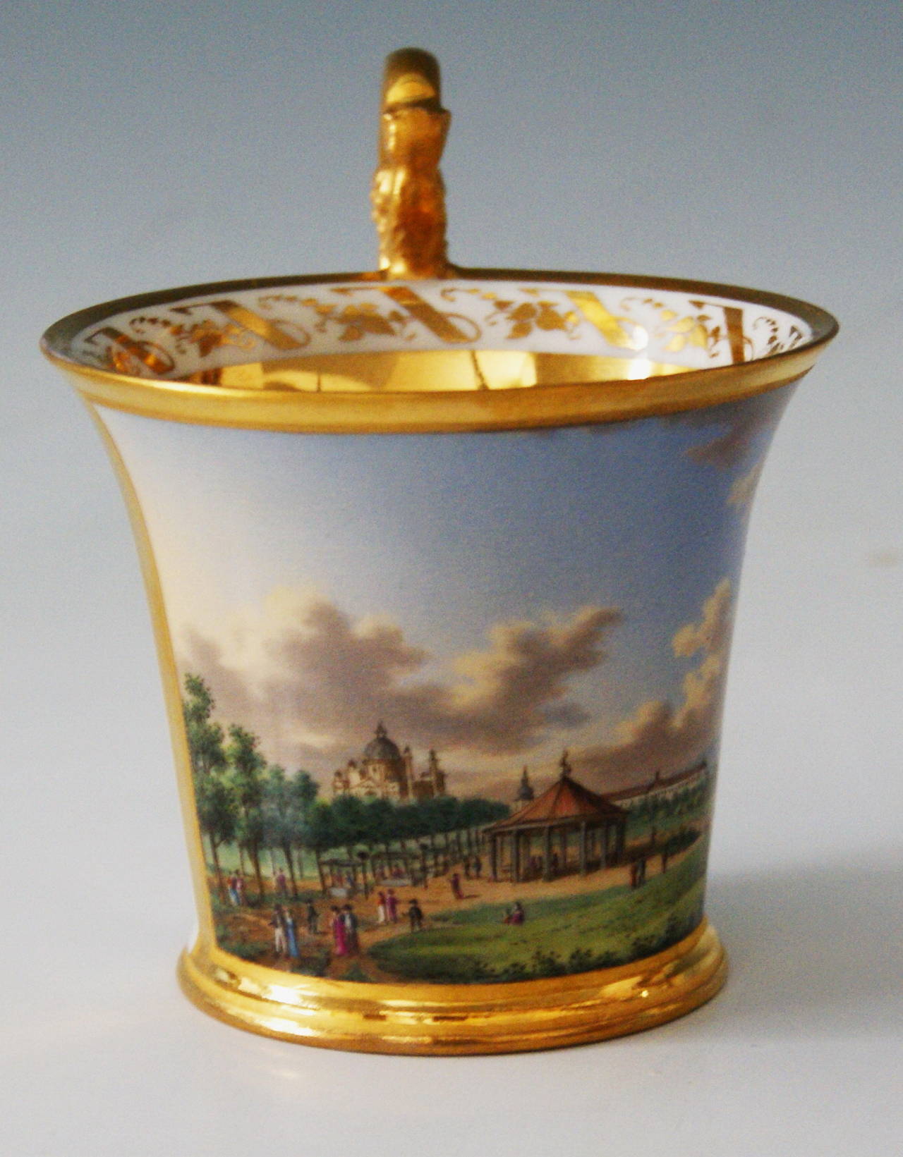 Painted Imperial Porcelain Cup and Saucer with Landscape Scene, Vienna, 1819