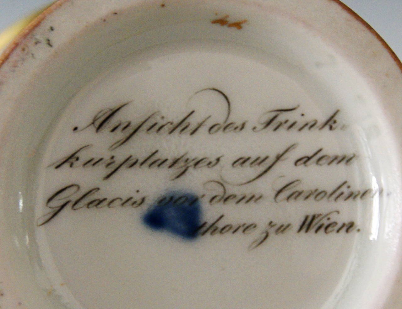 19th Century Imperial Porcelain Cup and Saucer with Landscape Scene, Vienna, 1819