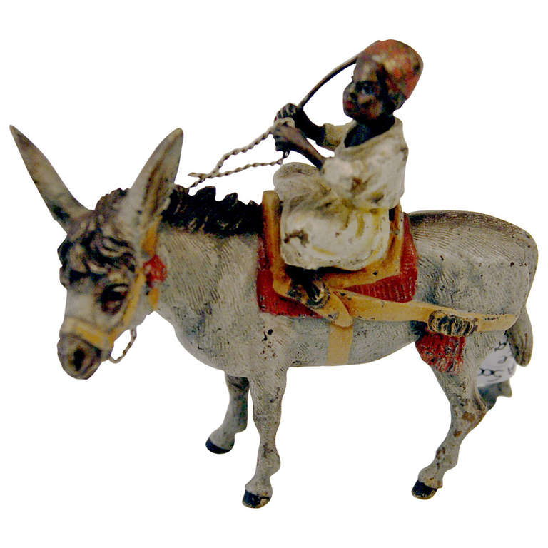 Vienna Bronze Made by Franz Bergman(n) Arab on Donkey c.1890 - 1900