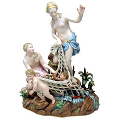 Meissen Superb Figurine Group, Catch of Tritons, circa 1850-60