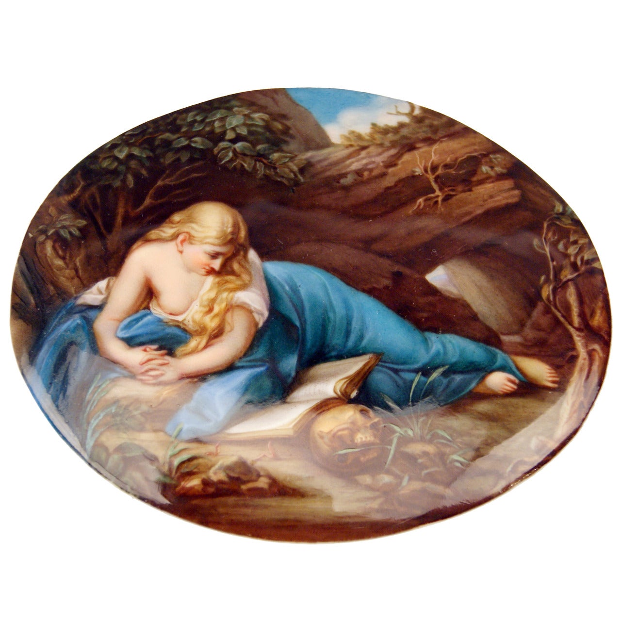 Meissen Oval Plate Painting Allegory of Perishability, circa 1870