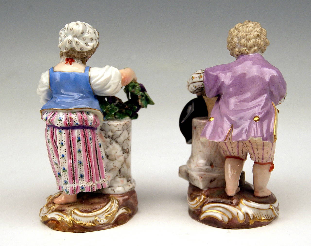 Allemand  Figurines des saisons de Meissen Deux enfants The Fall Modèle F 24 Acier vers 1870 en vente