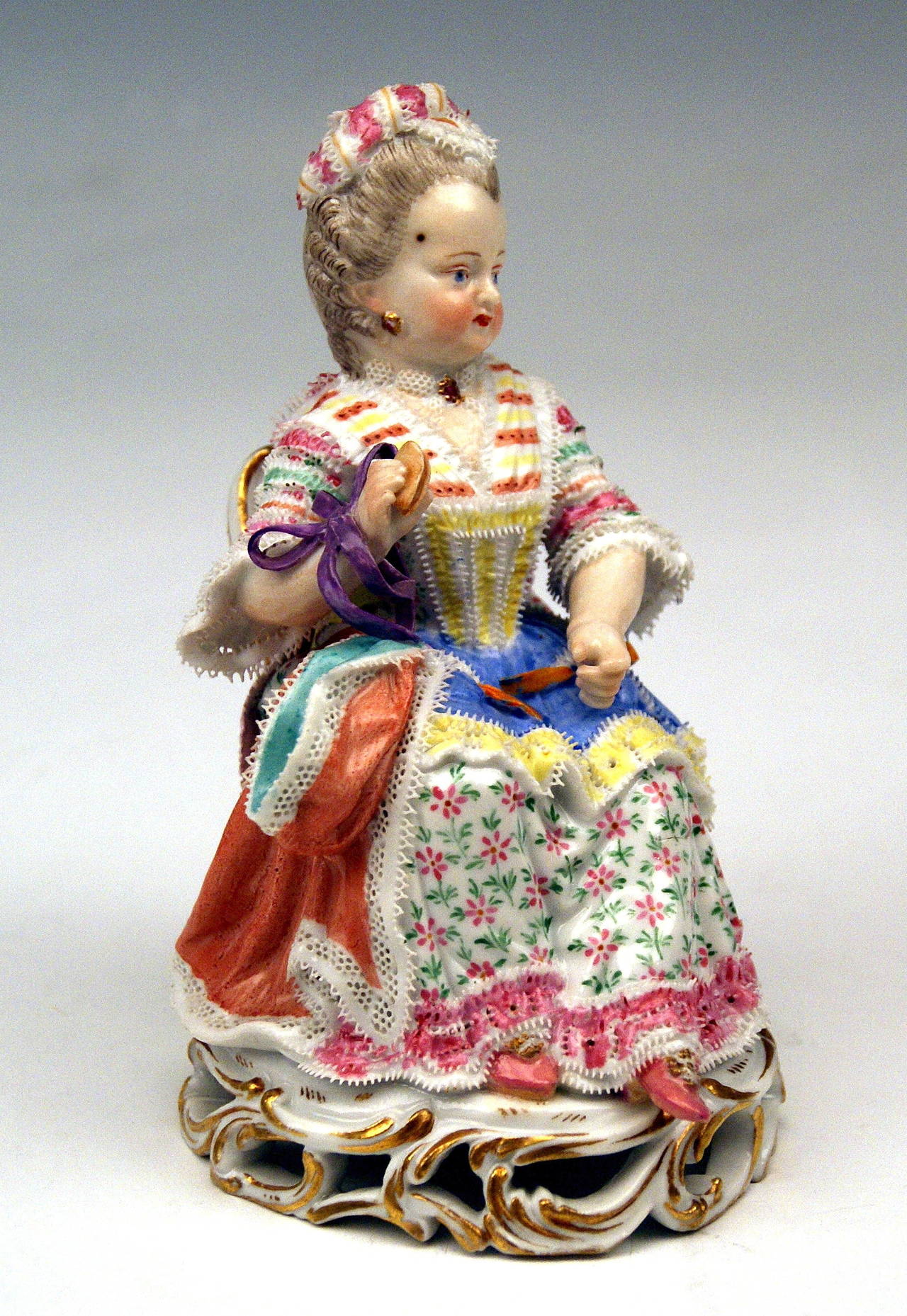 Meissen Pair of Child Rococo Figurines Model C28 by Acier, circa 1850 In Excellent Condition In Vienna, AT