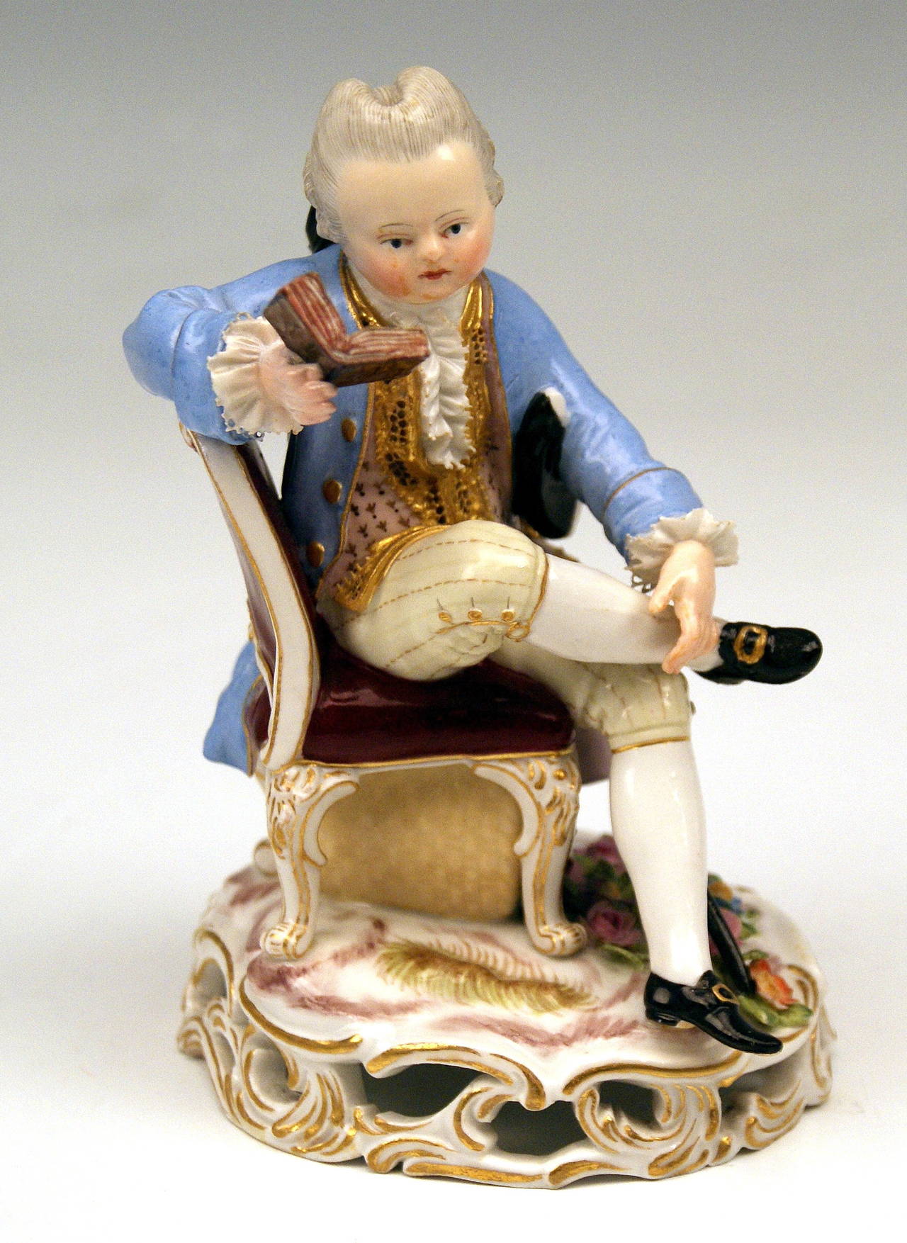 Porcelain Meissen Pair of Child Rococo Figurines Model C28 by Acier, circa 1850