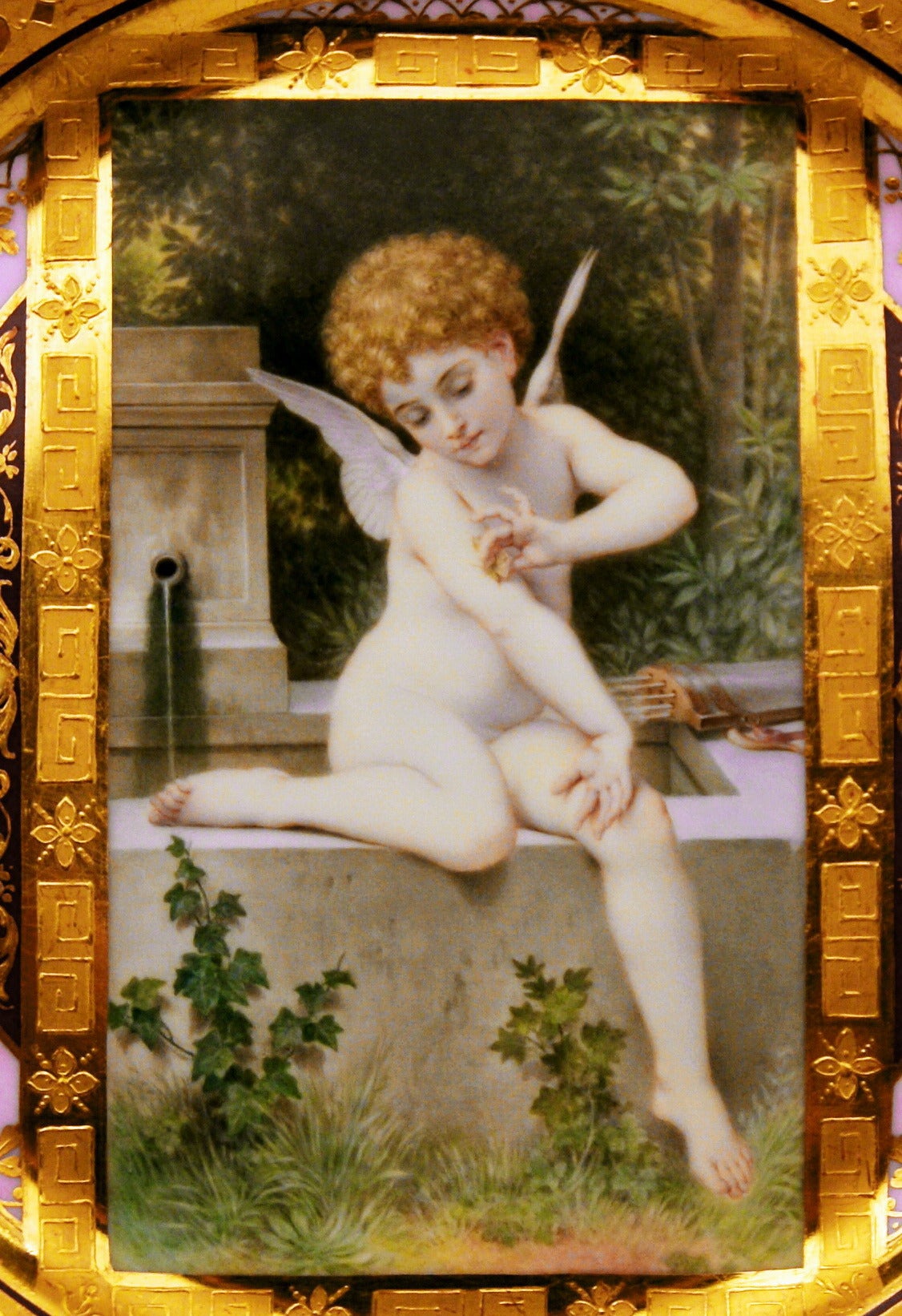 Plate Germany Thuringian Porcelain Manufactory Cherub Amor Vintage, circa 1900