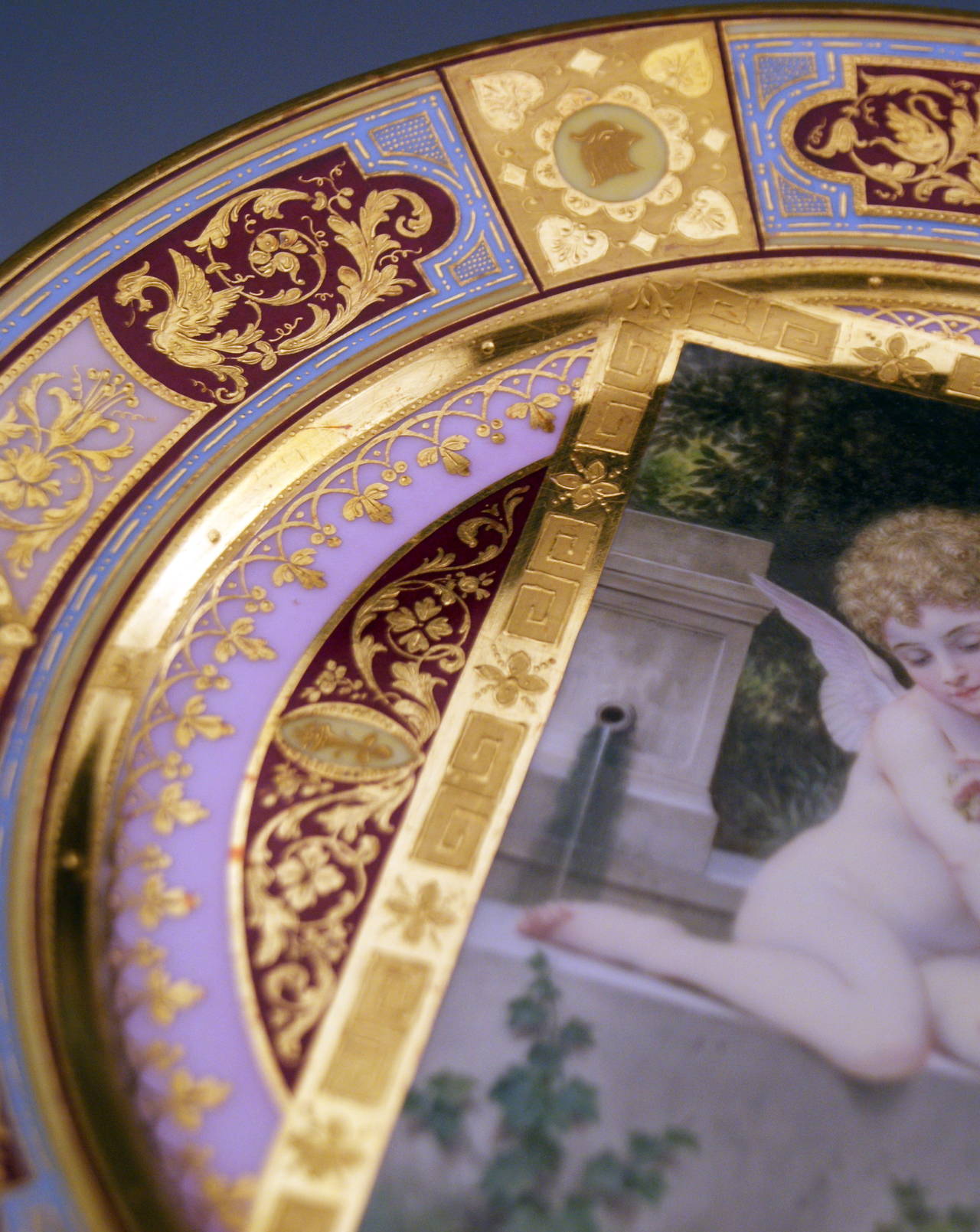 Plate Germany Thuringian Porcelain Manufactory Cherub Amor Vintage