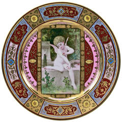 Plate Germany Thuringian Porcelain Manufactory Cherub Amor Antique, circa 1900