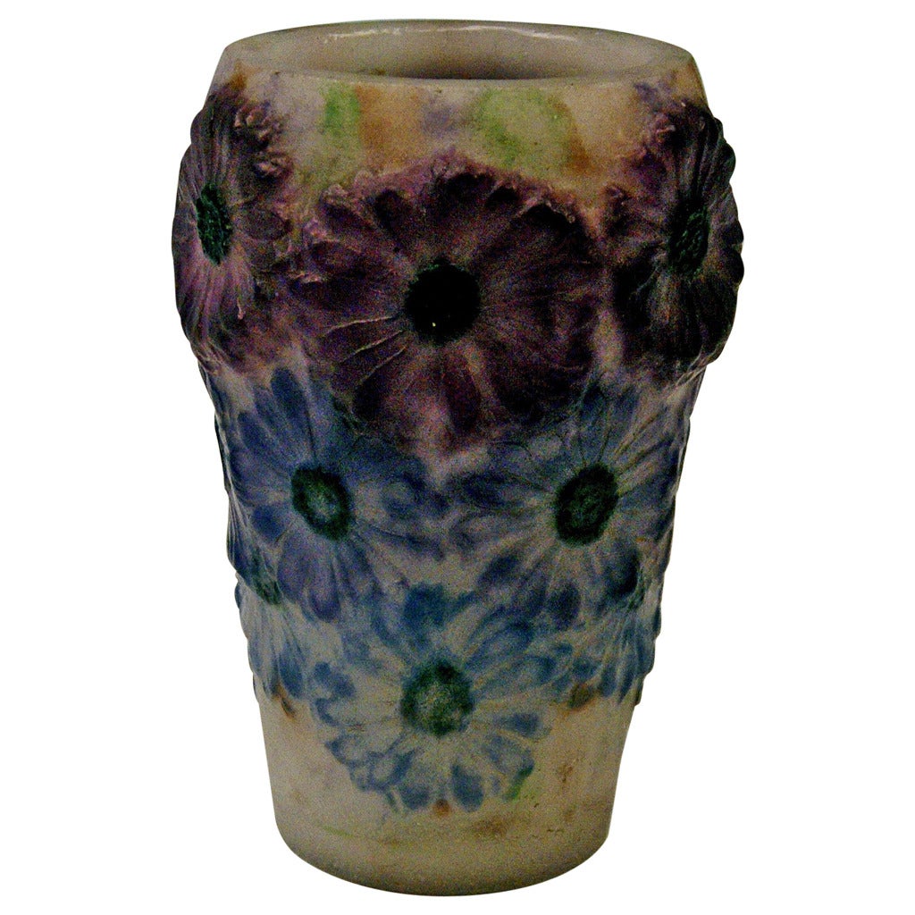 Art Deco Vase with Marigolds by Gabriel Argy-Rousseau, France circa 1920 For Sale