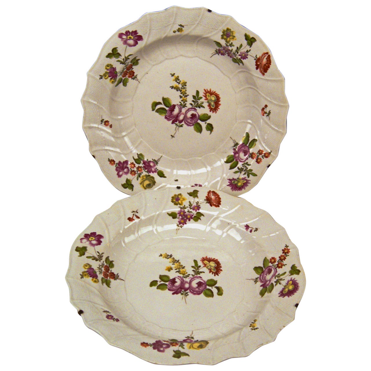 Two Huge Baroque, Imperial Viennese Porcelain Manufactory Plates, circa 1750