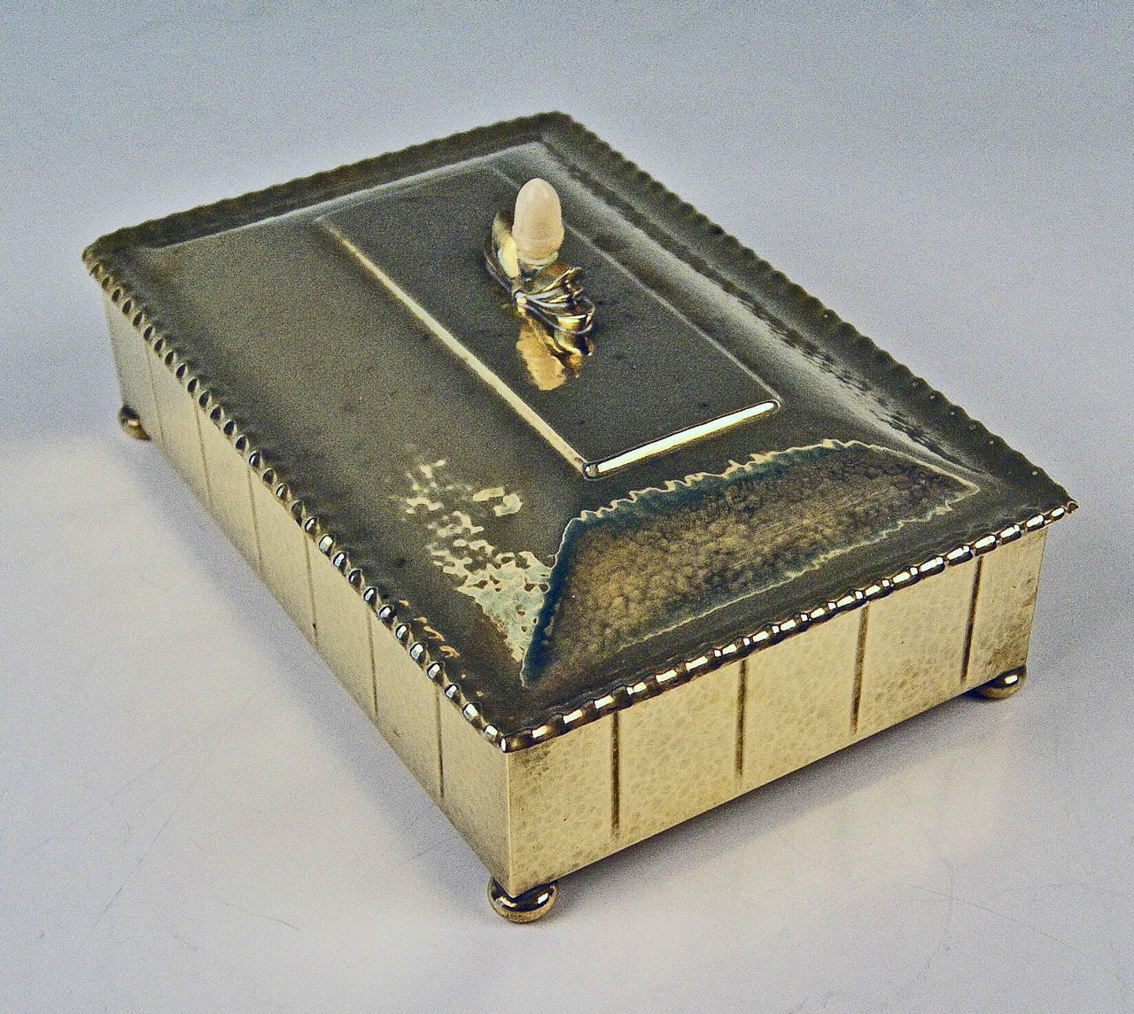 German Brass Art Deco Lidded Gorgeous Box Casket by WMF, circa 1920 - 1925 For Sale 1