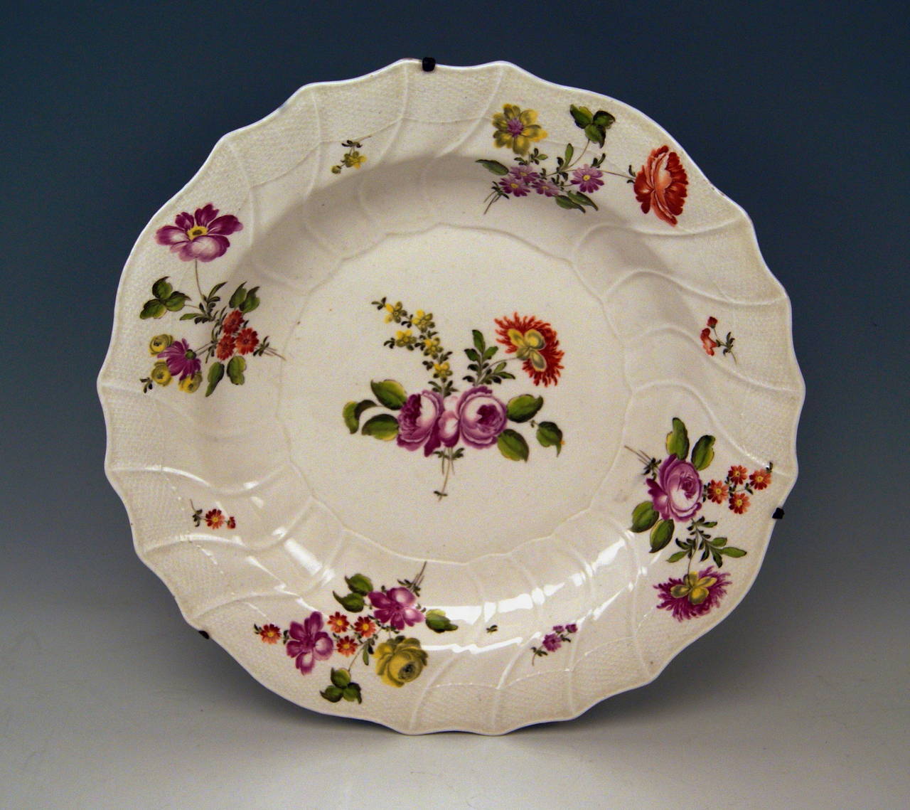 Austrian Two Huge Baroque, Imperial Viennese Porcelain Manufactory Plates, circa 1750