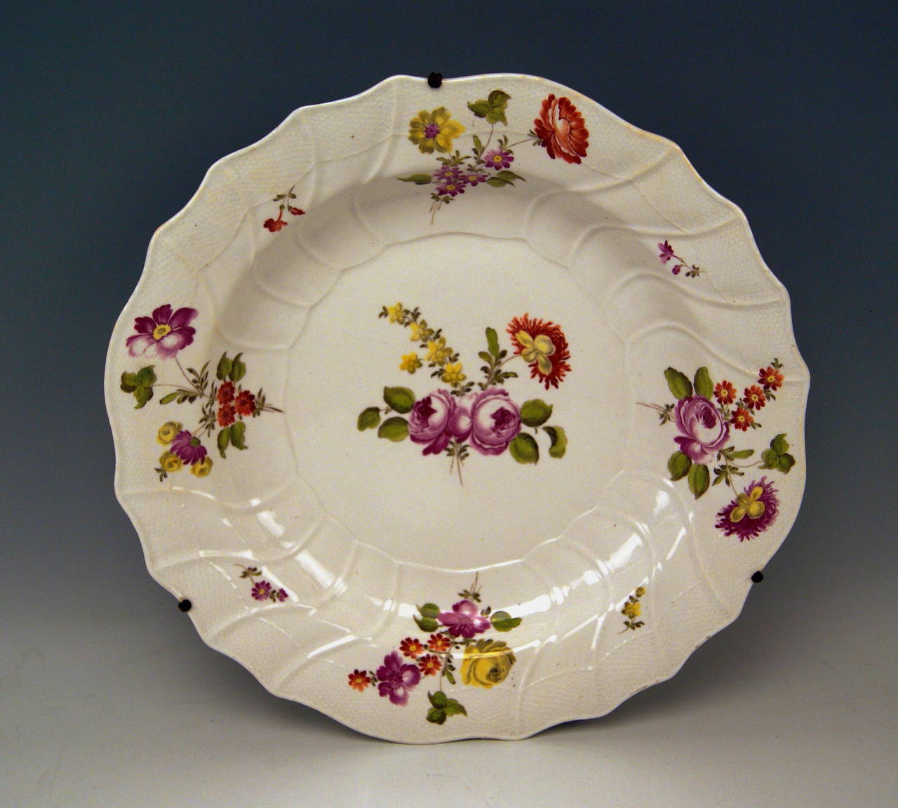 Painted Two Huge Baroque, Imperial Viennese Porcelain Manufactory Plates, circa 1750