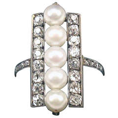 Art Deco Gold Ring 585 Diamonds, 1.05 Carat, Five Sea Pearls, Vienna circa 1920 8