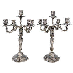 Silver Pair of Tall Candlesticks Germany, Hanau, circa 1890 7