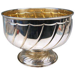 Silver Italian Huge Champagne Cooler, Gilded Inside, circa 1950
