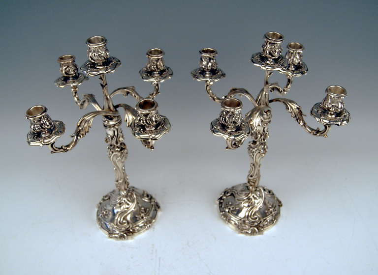 Victorian Silver Pair of Tall Candlesticks Germany, Hanau, circa 1890