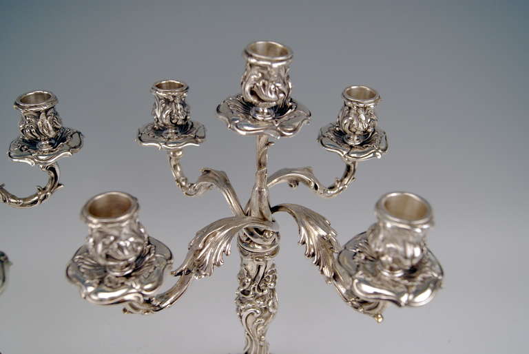 Silver Pair of Tall Candlesticks Germany, Hanau, circa 1890 In Excellent Condition In Vienna, AT