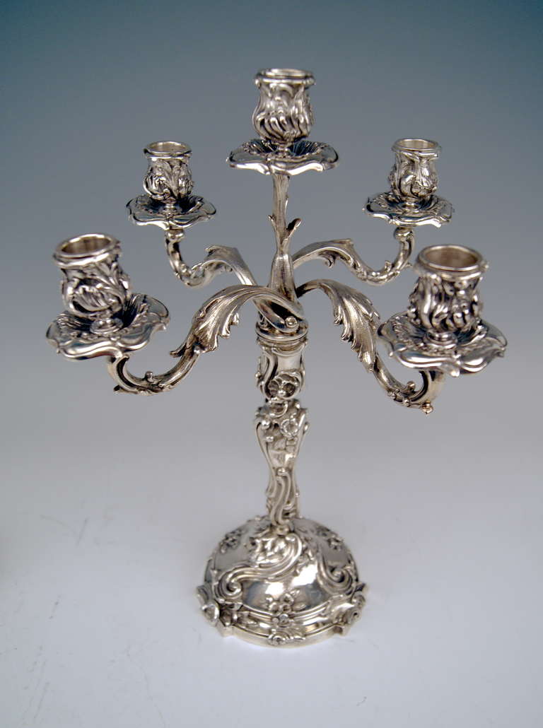 Silver Pair of Tall Candlesticks Germany, Hanau, circa 1890 3