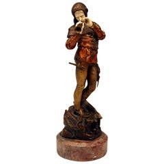 French Bronze Antique Pied Piper of Hamelin by Eugène Barillot, circa 1890