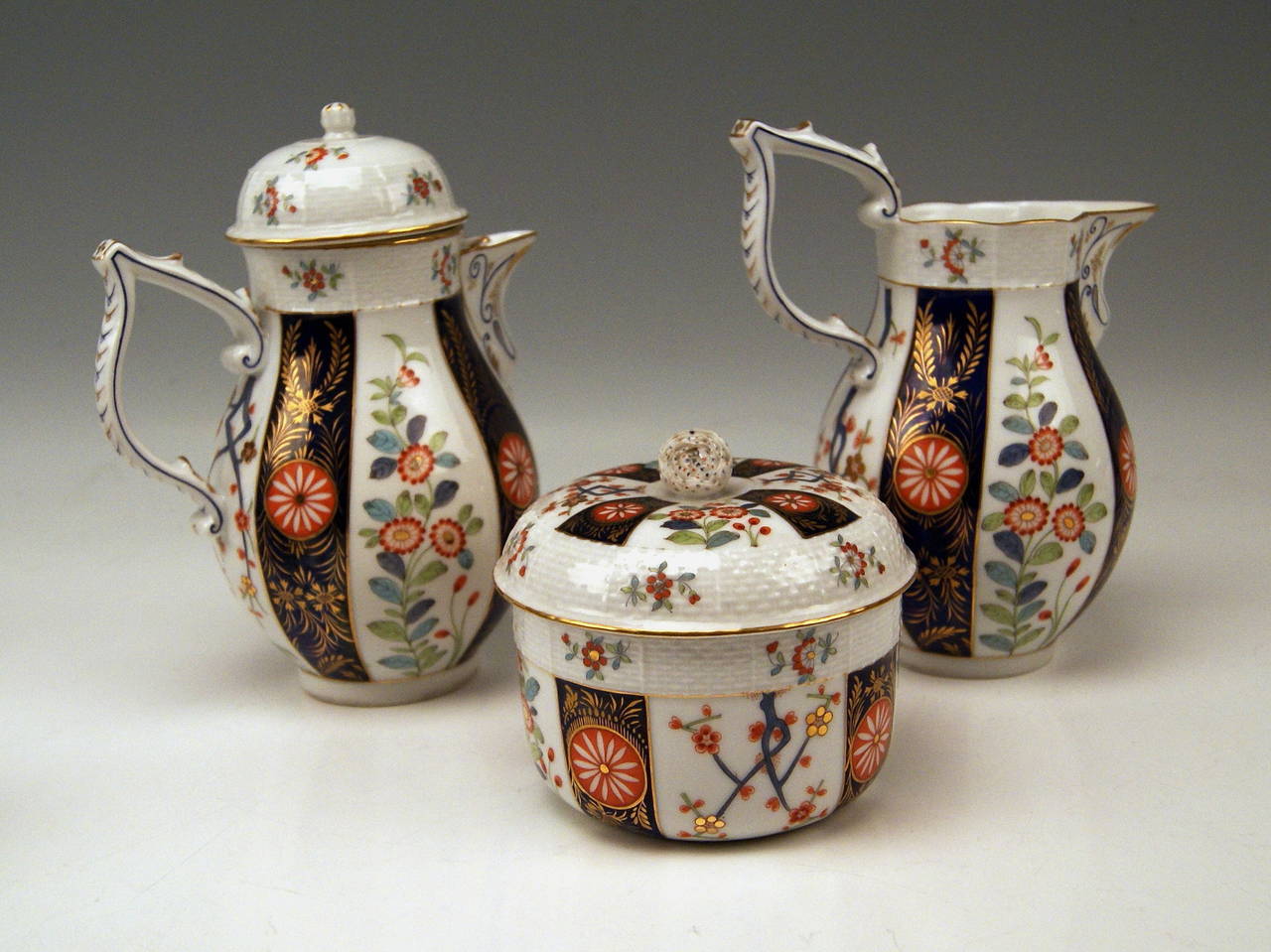 We  invite you here to look at a  splendid as well as RAREST Herend Coffee Set for six persons: 

This  coffee set  is of   FINEST APPEARANCE  due to gorgeous decorations of CHINOISERIE TYPE, consisting of flower paintings laid on white porcelain