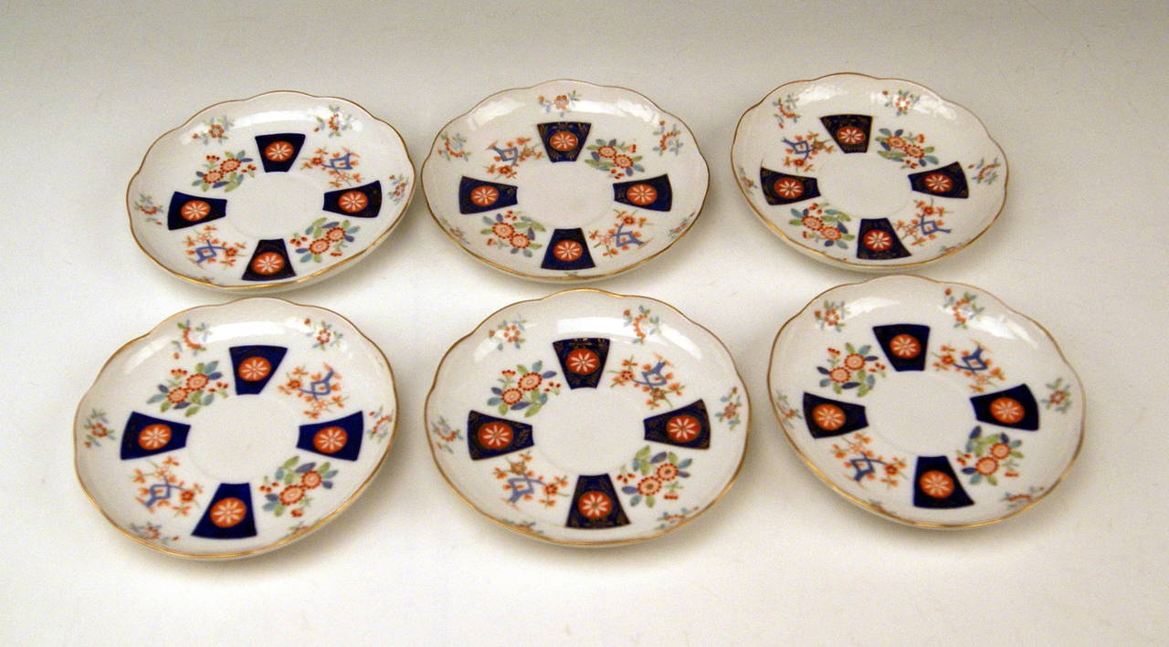 Hungarian Herend Rare Coffee Set for Six Persons with Chinoiserie Flower Decor