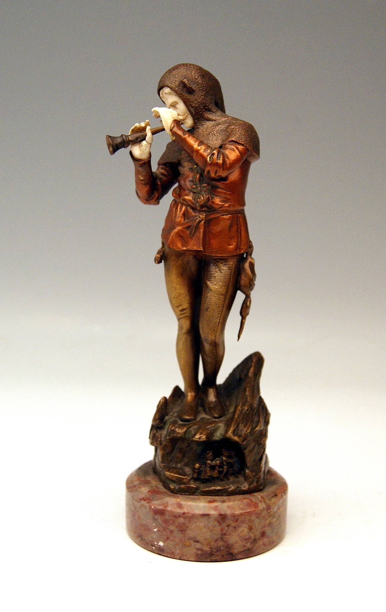 Patiné Piper de Hamelin en bronze français d'époque par Eugène Barillot, circa 1890 en vente