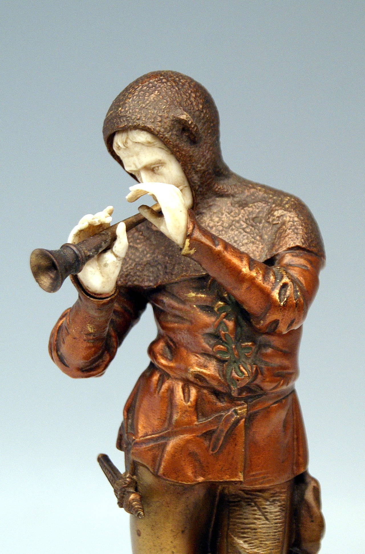 Patinated French Bronze Vintage Pied Piper of Hamelin by Eugène Barillot, circa 1890 For Sale