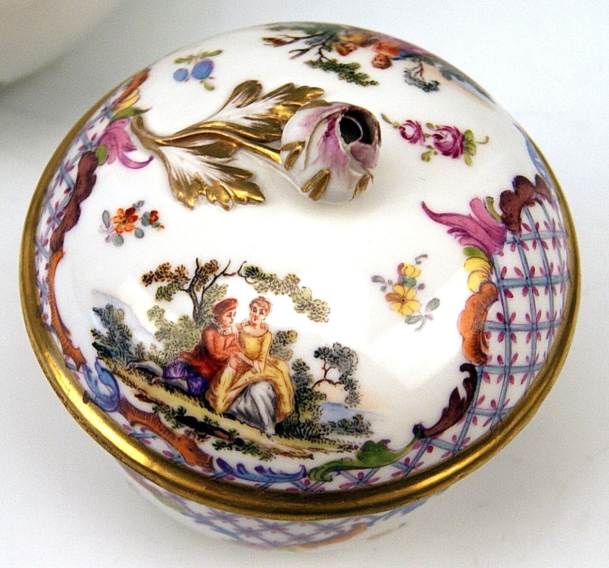 Meissen Dejeuner Mocha Set for Two Persons, Painted after Watteau, circa 1850 1