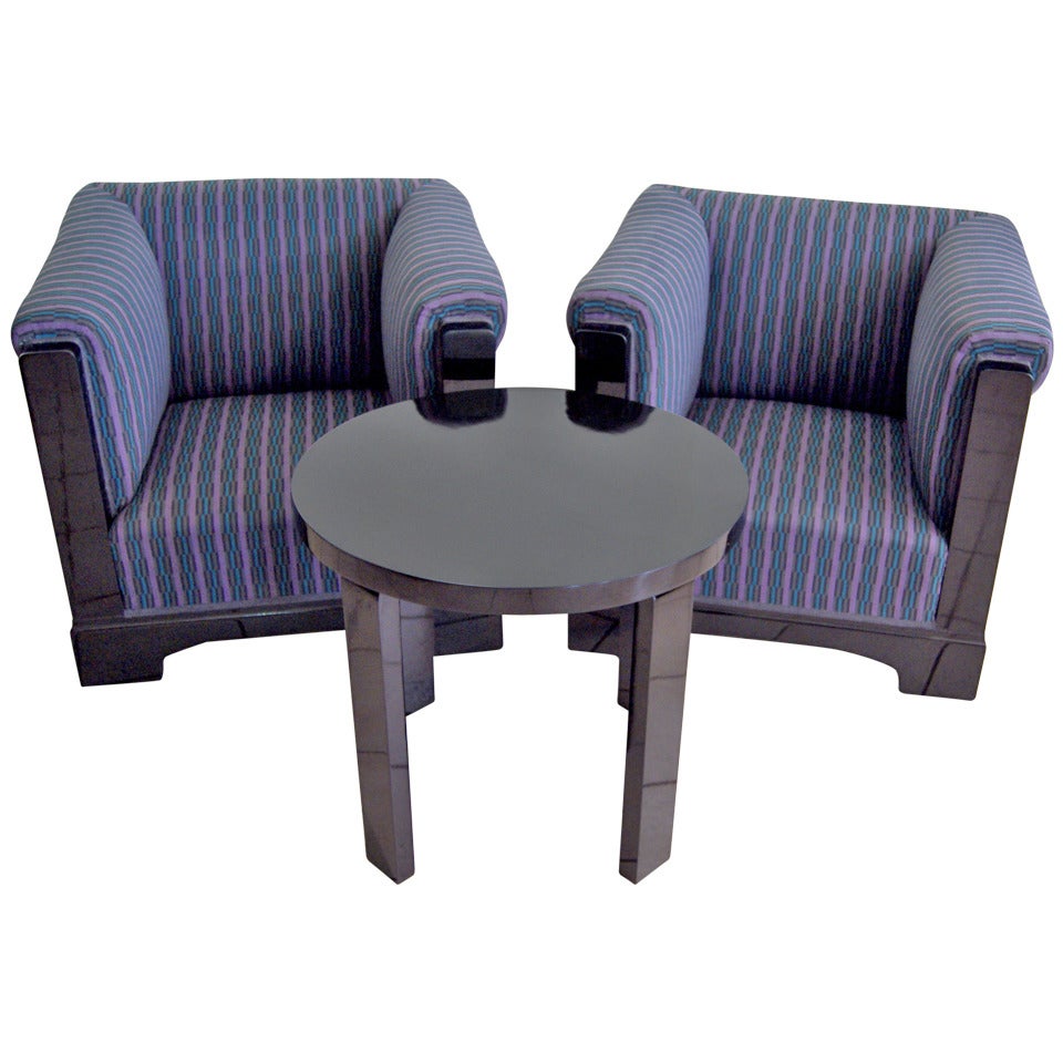 Art Deco Viennese Set for Living-Room Parlor, Armchairs and Table, ca1925