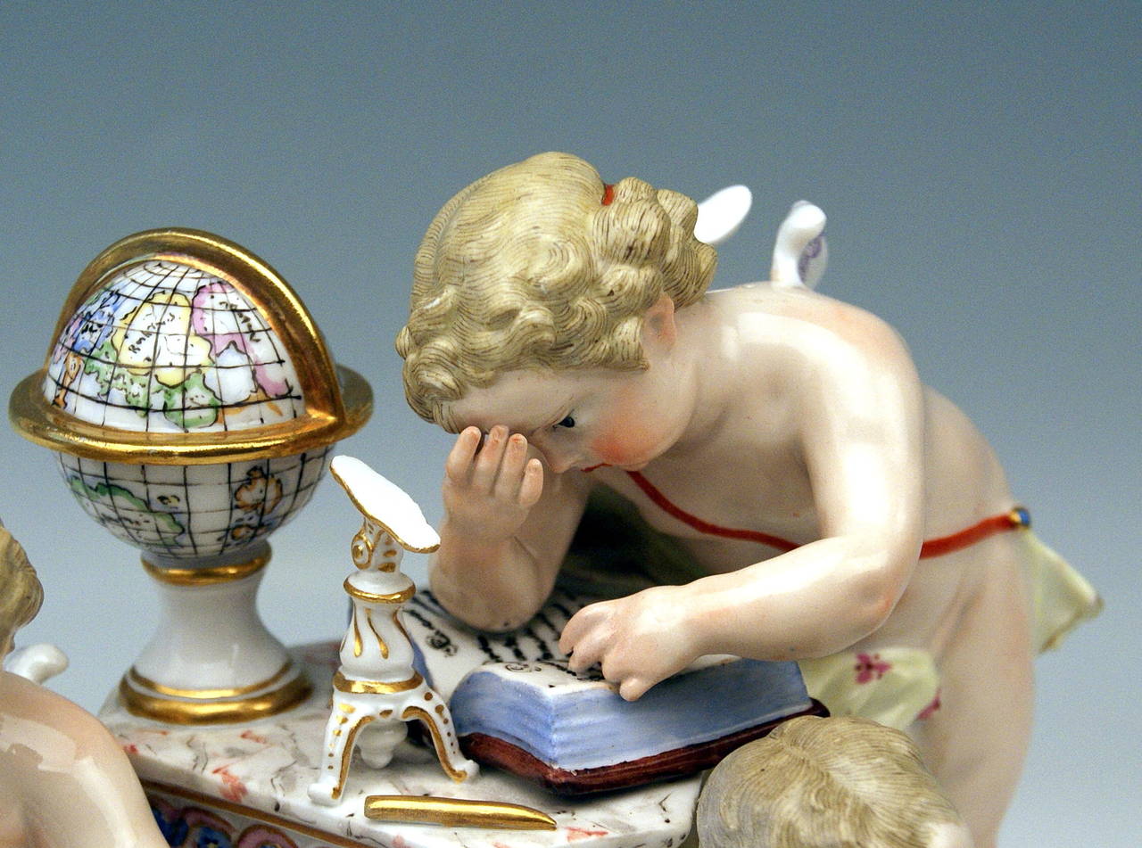 Late 19th Century MEISSEN LOVELY FIGURINE GROUP BY ACIER ALLEGORY OF ASTRONOMY c. 1870