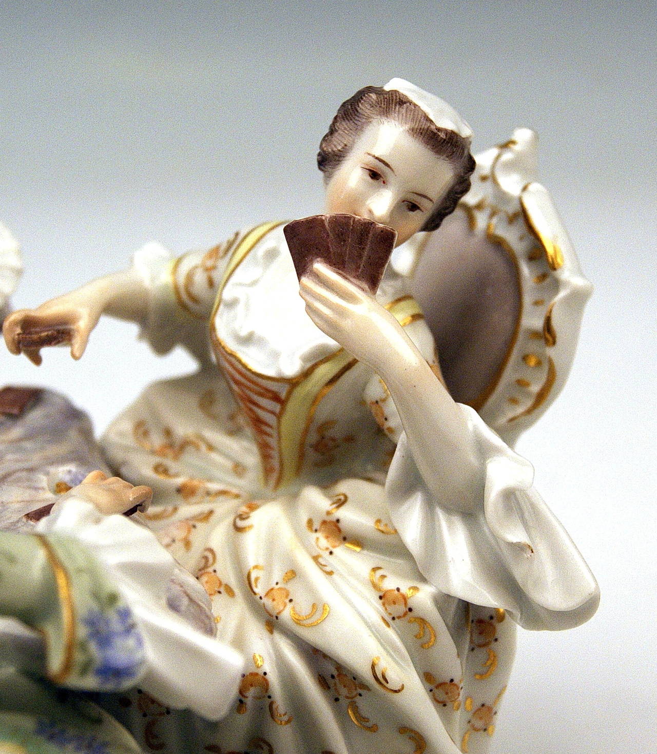 MEISSEN FIGURINE GROUP BY KAENDLER THREE CARD PLAYERS GALLANT FIGURINES  c. 1860 In Excellent Condition In Vienna, AT