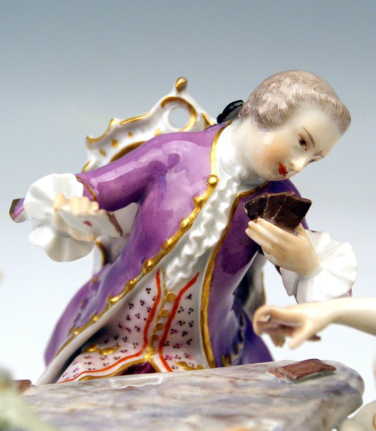 Mid-19th Century MEISSEN FIGURINE GROUP BY KAENDLER THREE CARD PLAYERS GALLANT FIGURINES  c. 1860