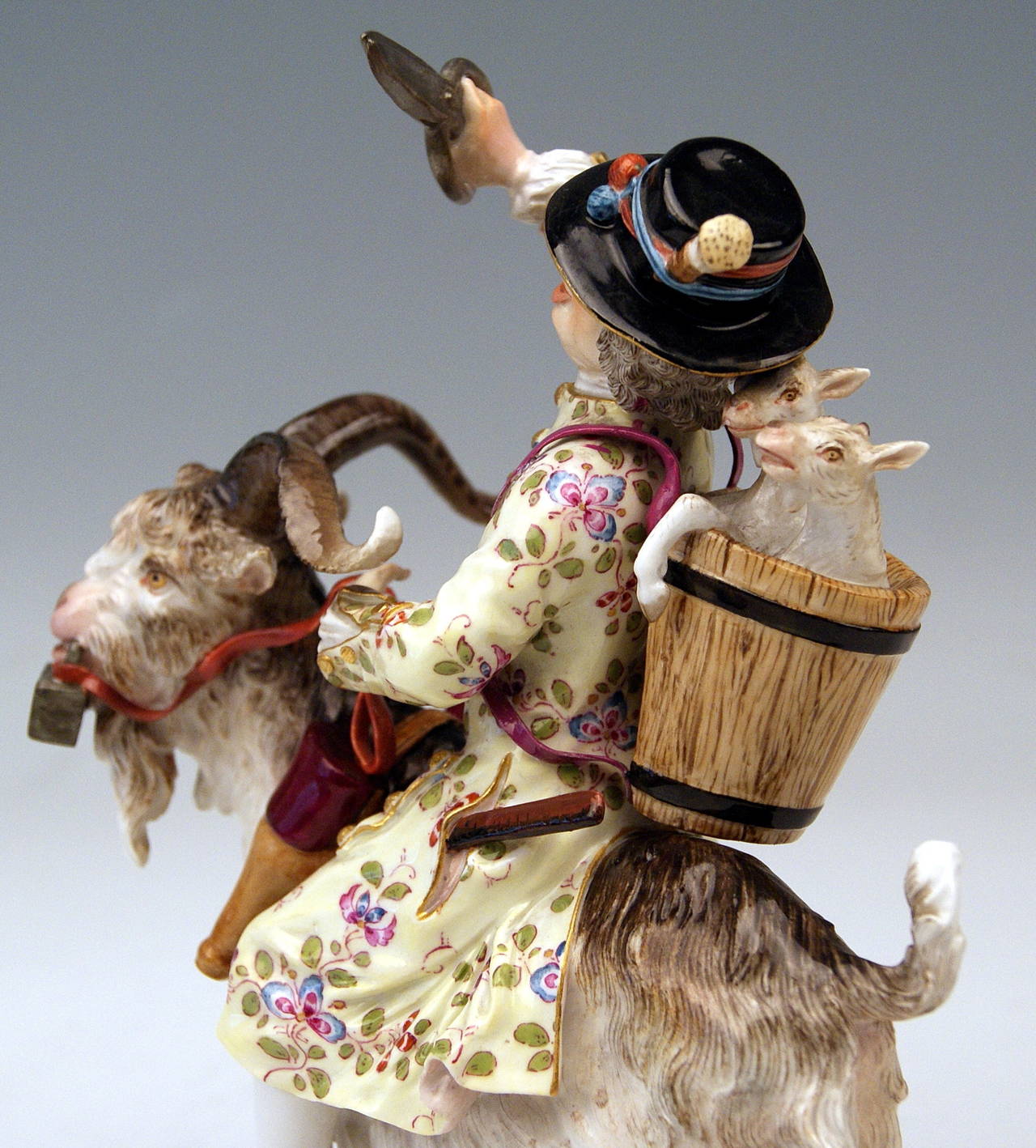 Meissen Figurine Group by Kändler Tailor of Count Bruehl on a Goat, circa 1870 In Excellent Condition In Vienna, AT