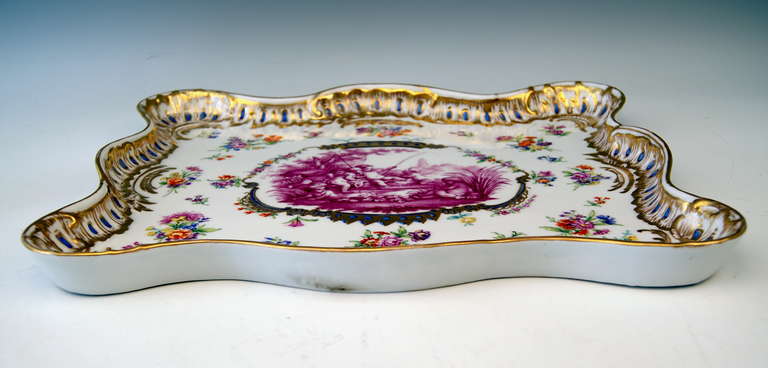 Meissen Teichert Large Platter Excellently Painted, 19th Century In Excellent Condition For Sale In Vienna, AT
