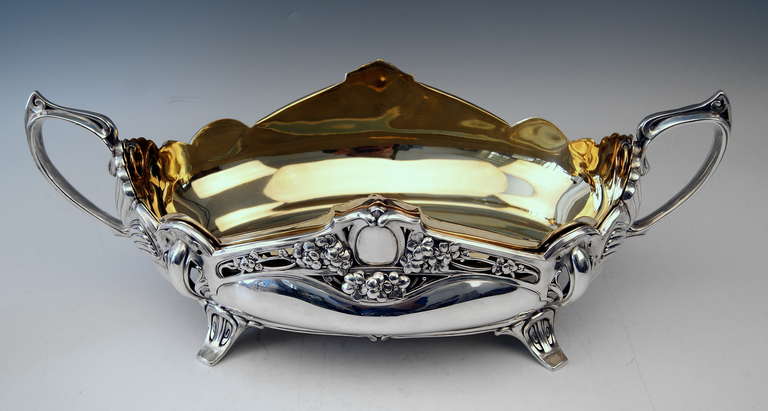 Silver German Centerpiece with Original Brass Liner, Art Nouveau, circa 1900