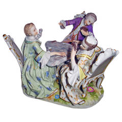 MEISSEN FIGURINE GROUP BY KAENDLER THREE CARD PLAYERS GALLANT FIGURINES  c. 1860