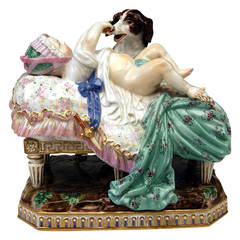 Meissen Lovely Figurine Group by Acier of the Placidness of Childhood, 1840 1