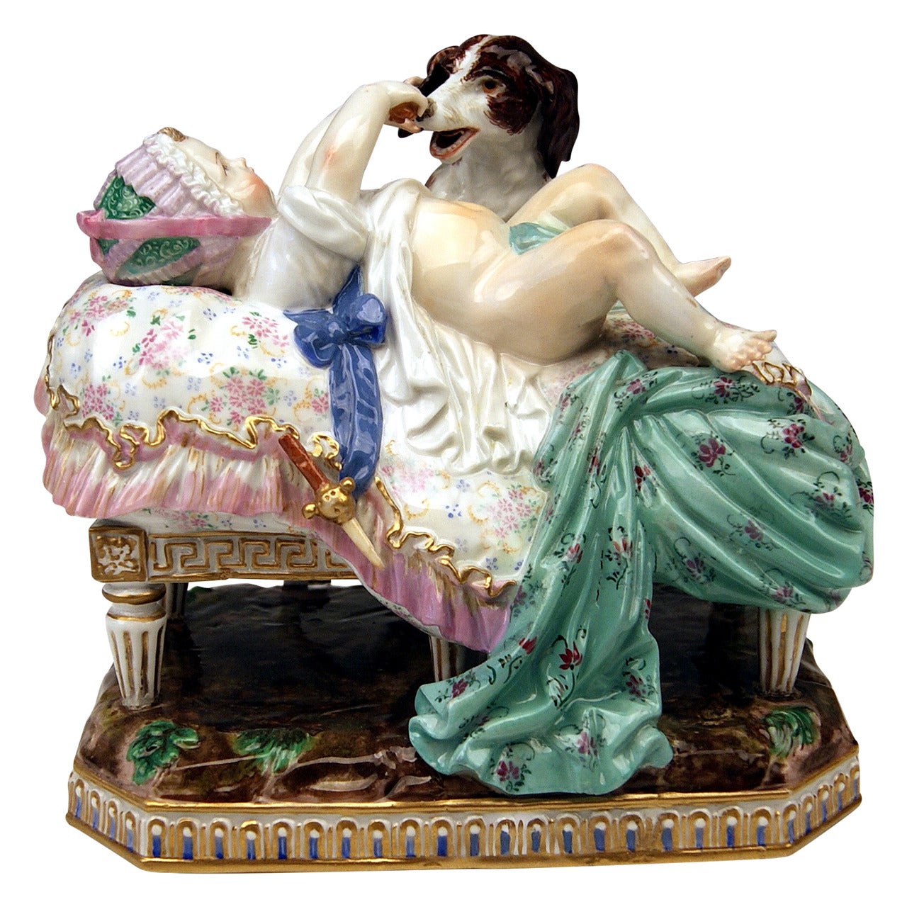 Meissen Lovely Figurine Group by Acier of the Placidness of Childhood, 1840
