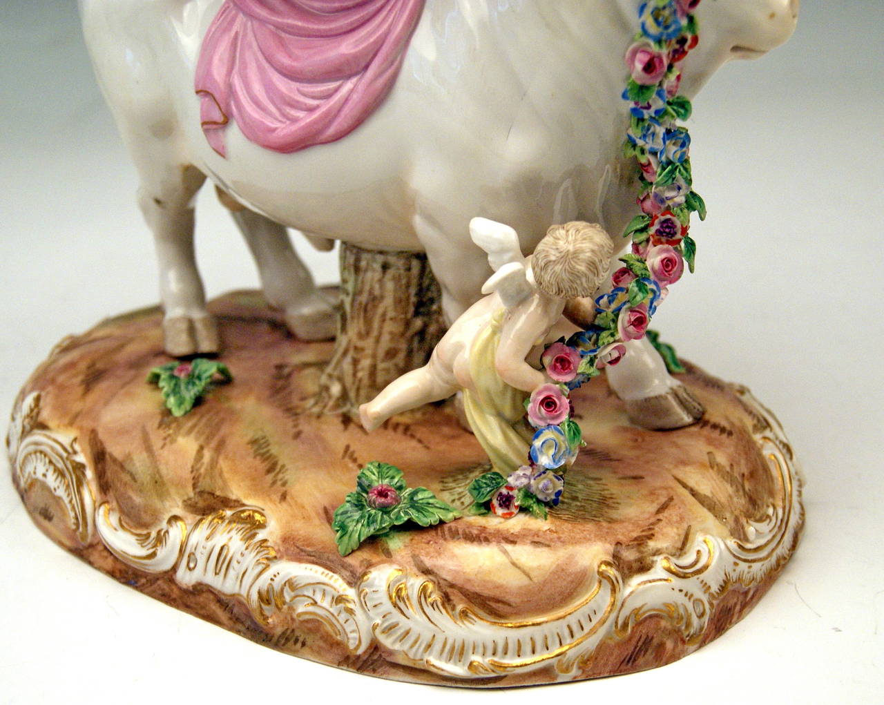 German Meissen Rare Figurine Group of Europe Riding on a White Bull, circa 1880